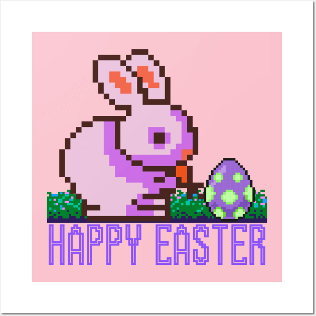 Happy Easter Rabbit Wall Art by PatBelDesign